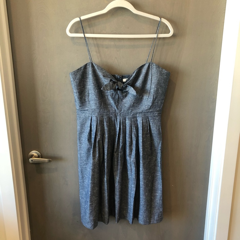 Short Tie Front Chambray Dress